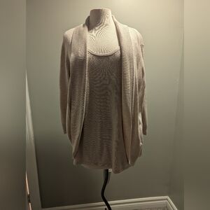 NWT TAN JAY Cardigan Tan Sweater Fooler Set With Attached Tank Top With Sequins